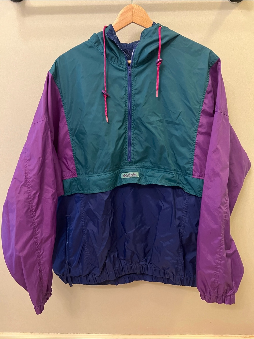 Columbia Teal, Purple & Navy Colorblock Pullover Windbreaker